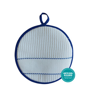 Round Potholder - Blue Border